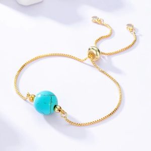 18k Gold Stainless Steel Turquoise Adjustable Bracelet